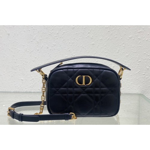 Dior M3352 Small Dior Caro Top Handle Camera Bag in Black Macrocannage Calfskin