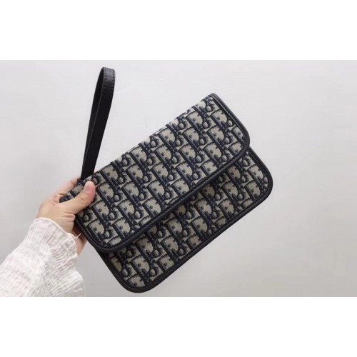 DIOR S5414CTZQ OBLIQUE CLUTCH in blue Dior Oblique jacquard canvas DIOR S5414CTZQ OBLIQUE CLUTCH in blue Dior Oblique jacquard canvas
