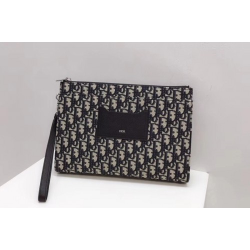 DIOR OBLIQUE POUCH in blue Dior Oblique jacquard canvas DIOR OBLIQUE POUCH in blue Dior Oblique jacquard canvas