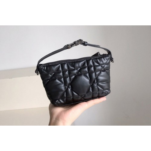 Christian Dior S5553 Small DiorTravel Nomad pouch in Black Macrocannage Calfskin