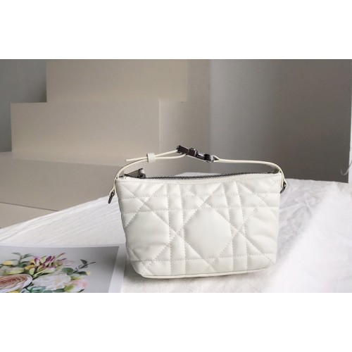 Christian Dior S5553 Small DiorTravel Nomad pouch in White Macrocannage Calfskin