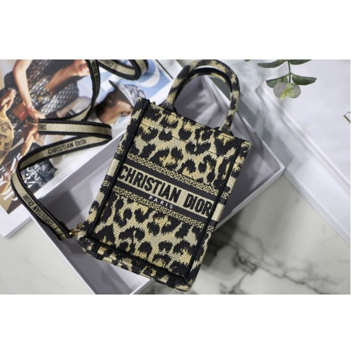 Dior S5555 Christian Dior Mini Dior Book Tote Phone Bag in Beige Multicolor Mizza Embroidery Dior S5555 Christian Dior Mini Dior Book Tote Phone Bag in Beige Multicolor Mizza Embroidery