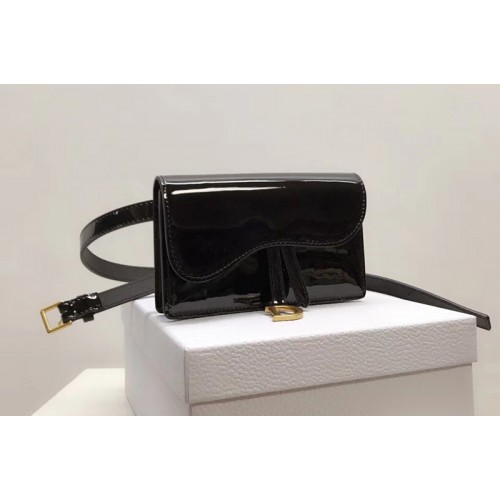 Dior S5619CWPL SADDLE BELT CLUTCH IN Black patent calfskin Dior S5619CWPL SADDLE BELT CLUTCH IN Black patent calfskin