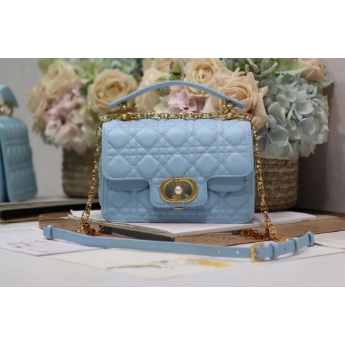 Dior M9271 Small Dior Jolie Top Handle Bag in Blue Cannage Calfskin Dior M9271 Small Dior Jolie Top Handle Bag in Blue Cannage Calfskin