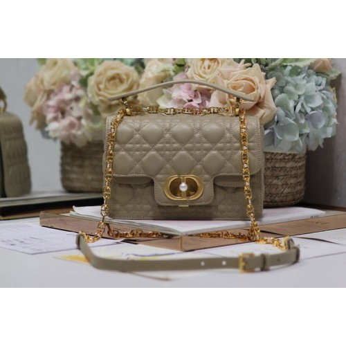 Dior M9271 Small Dior Jolie Top Handle Bag in Khaki Cannage Calfskin Dior M9271 Small Dior Jolie Top Handle Bag in Khaki Cannage Calfskin