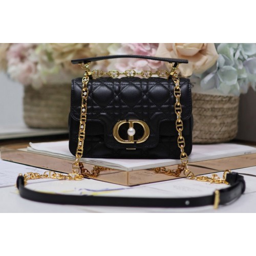 Dior M9272 Mini Dior Jolie Top Handle Bag in Black Cannage Calfskin