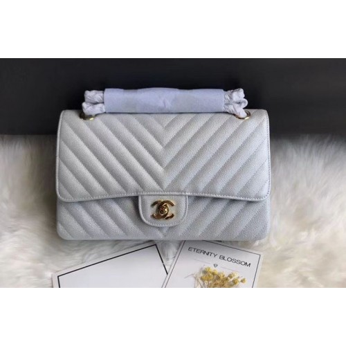 Chanel Original Calfskin Leather Flap Bag  CF1112 White Gold Chain