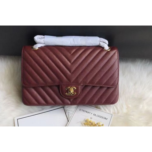 Chanel Original Calfskin Leather Flap Bag CF1112 Wine Gold Chain Chanel Original Calfskin Leather Flap Bag CF1112 Wine Gold Chain