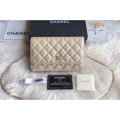 Chanel WOC Flap Original Calfskin Leather Shoulder Bags A33814 Beige Gold Chain Chanel WOC Flap Original Calfskin Leather Shoulder Bags A33814 Beige Gold Chain