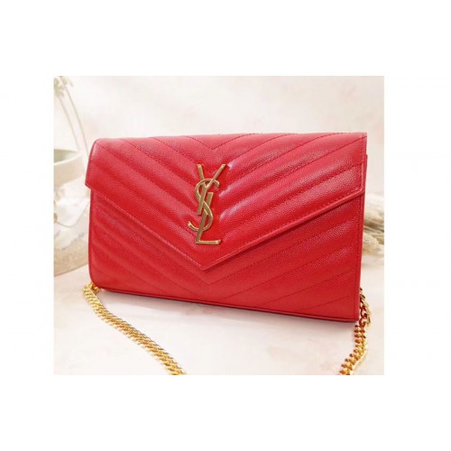 YSL Chain Wallet Red Matelasse Leather Gold Hardware YSL Chain Wallet Red Matelasse Leather Gold Hardware