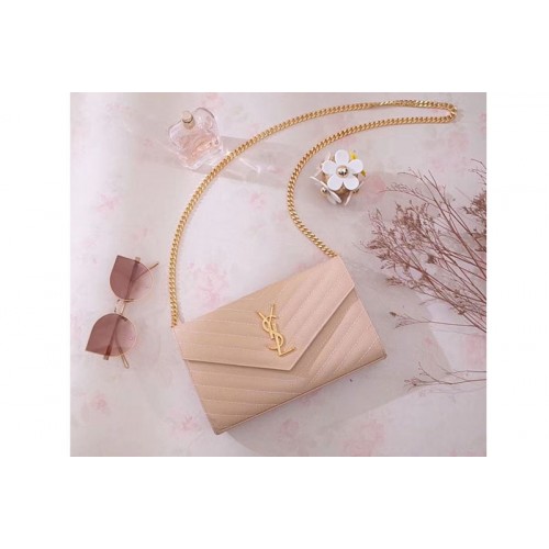 YSL Chain Wallet Apricot Matelasse Leather Gold Hardware YSL Chain Wallet Apricot Matelasse Leather Gold Hardware