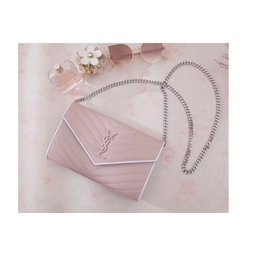 YSL Chain Wallet Pink Matelasse Leather YSL Chain Wallet Pink Matelasse Leather