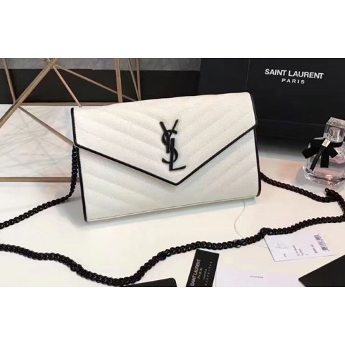 YSL Chain Wallet White Matelasse Leather YSL Chain Wallet White Matelasse Leather