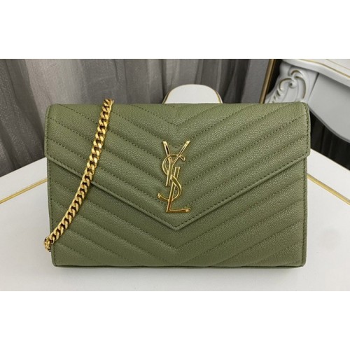 YSL CASSANDRE CHAIN WALLET IN Green LAMBSKIN YSL CASSANDRE CHAIN WALLET IN Green LAMBSKIN