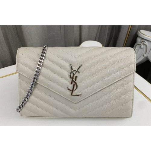 YSL CASSANDRE CHAIN WALLET IN Milk White LAMBSKIN With Silver YSL CASSANDRE CHAIN WALLET IN Milk White LAMBSKIN With Silver