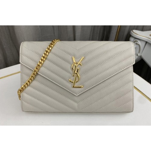 YSL CASSANDRE CHAIN WALLET IN Milk White LAMBSKIN With Gold