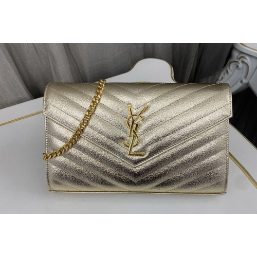 YSL CASSANDRE CHAIN WALLET IN Gold LAMBSKIN
