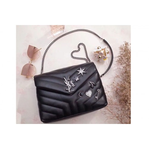 YSL Loulou Bag in Matelasse Leather With Crystal Black