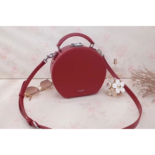 YSL Small Mica Hatbox in Red Leather