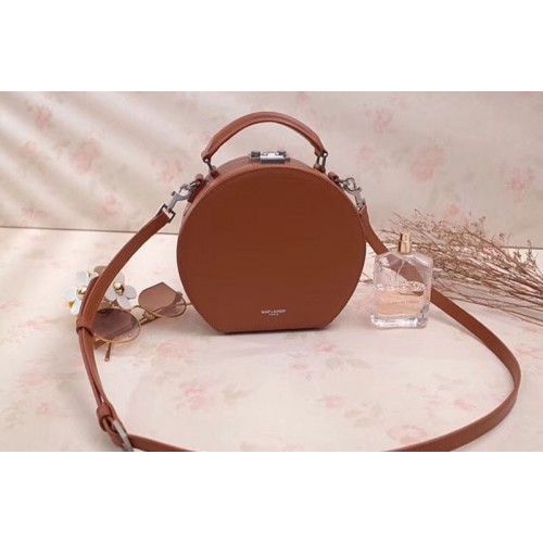 YSL Small Mica Hatbox in Brown Leather YSL Small Mica Hatbox in Brown Leather