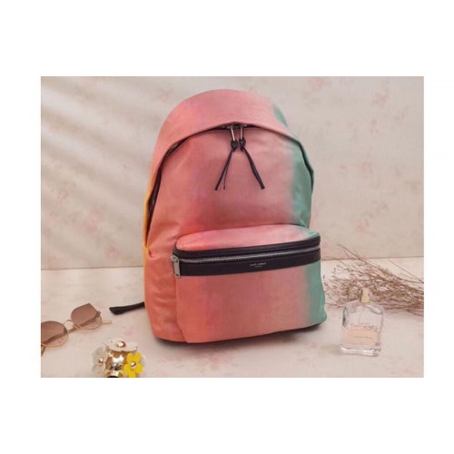 YSL City Backpack In Nylon Canvas Pink