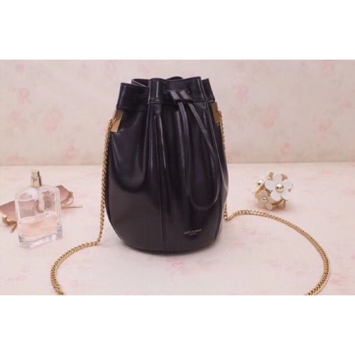YSL Talitha Small Bucket Bag in Smooth Leather Black