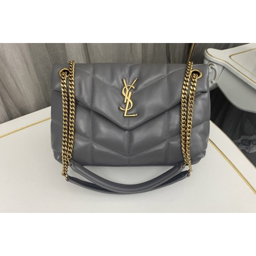 YSL LOULOU PUFFER SMALL BAG IN Gray QUILTED LAMBSKIN