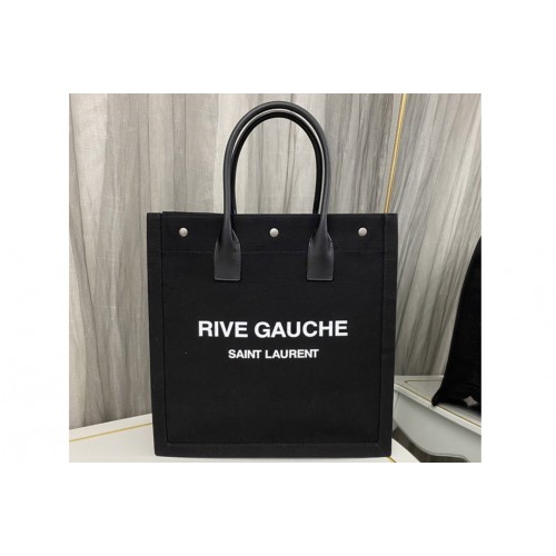 YSL RIVE GAUCHE N S SHOPPING BAG IN Black LINEN AND COTTON YSL RIVE GAUCHE N S SHOPPING BAG IN Black LINEN AND COTTON