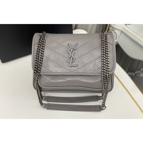 YSL niki Baby bag in Grey vintage crinkled leather YSL niki Baby bag in Grey vintage crinkled leather