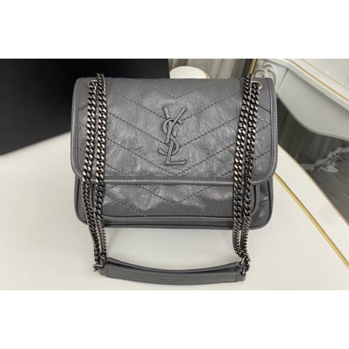 YSL niki Baby bag in Dark Grey vintage crinkled leather YSL niki Baby bag in Dark Grey vintage crinkled leather
