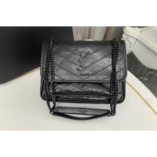YSL niki Baby bag in Black vintage crinkled leather Black Buckle YSL niki Baby bag in Black vintage crinkled leather Black Buckle