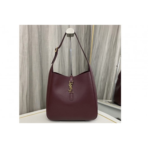 YSL LE 5 A 7 SUPPLE SHOULDER BAG in Burgundy Leather
