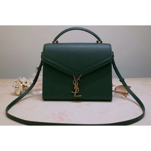 YSL Cassandra Top Handle Medium Bags In Green Grain De Poudre Embossed Leather YSL Cassandra Top Handle Medium Bags In Green Grain De Poudre Embossed Leather