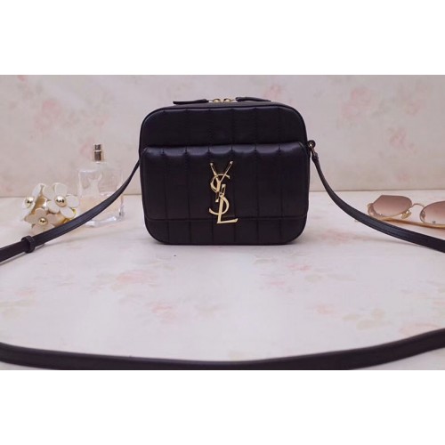 YSL Vicky Camera Bags In Black Quilted Lambskin Leather