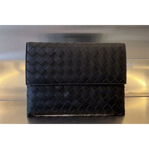 Bottega Veneta Flap Pouch in Black intrecciato leather Bottega Veneta Flap Pouch in Black intrecciato leather