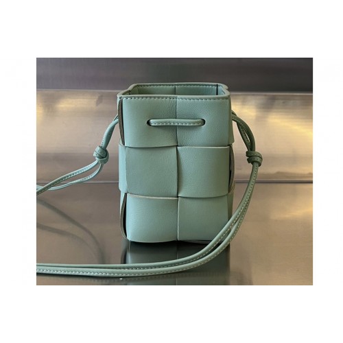 Bottega Veneta Mini Cassette Bucket Bag in New Sauge intreccio leather Bottega Veneta Mini Cassette Bucket Bag in New Sauge intreccio leather