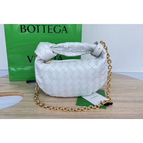 Bottega Veneta Mini Jodie Bag in White intreccio leather