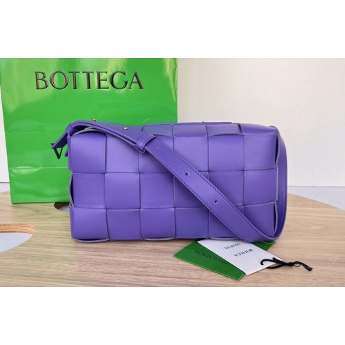 Bottega Veneta Brick Cassette Bag in Purple Intreccio grained leather