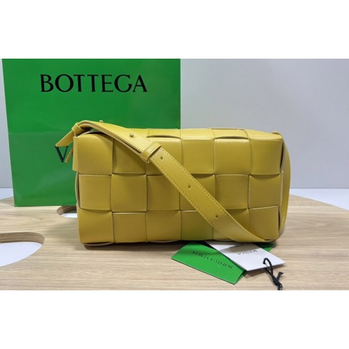 Bottega Veneta Brick Cassette Bag in Yellow Intreccio grained leather