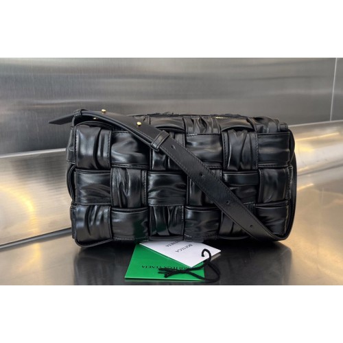 Bottega Veneta Brick Cassette Bag in Black Foulard intreccio leather