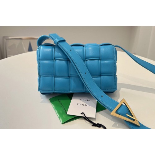 Bottega Veneta Small Padded Cassette Bag in Blue intreccio leather