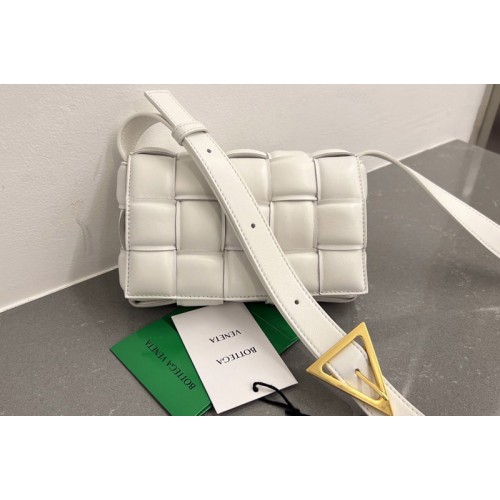 Bottega Veneta Small Padded Cassette Bag in White intreccio leather