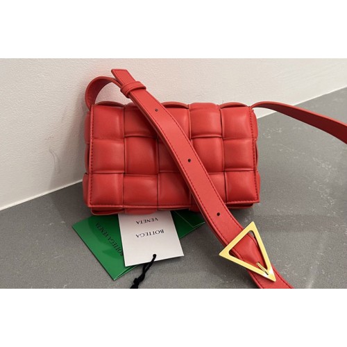 Bottega Veneta Small Padded Cassette Bag in Red intreccio leather