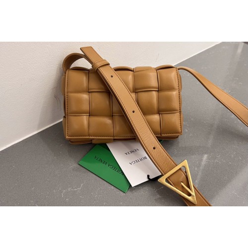 Bottega Veneta Small Padded Cassette Bag in Brown intreccio leather