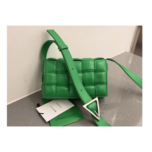 Bottega Veneta Small Padded Cassette Bag in Green intreccio leather