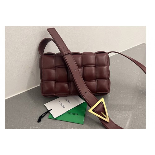 Bottega Veneta Small Padded Cassette Bag in Burgundy intreccio leather