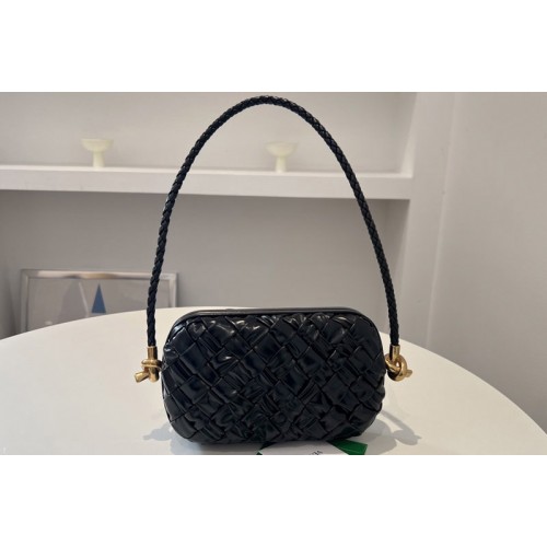Bottega Veneta Knot on Strap Bag in Black Foulard intreccio leather minaudiere Bottega Veneta Knot on Strap Bag in Black Foulard intreccio leather minaudiere