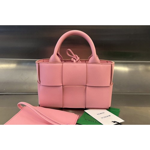 Bottega Veneta Candy Arco Tote Bag in Pink intreccio leather