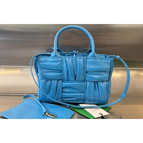 Bottega Veneta Mini Arco Tote Bag in Blue foulard intreccio leather