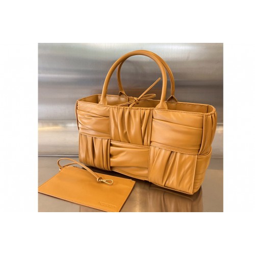 Bottega Veneta Small Arco Tote Bag in Tan foulard intreccio leather Bottega Veneta Small Arco Tote Bag in Tan foulard intreccio leather